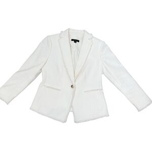 Ann Taylor Petite White Tweed Blazer Jacket Size 2P